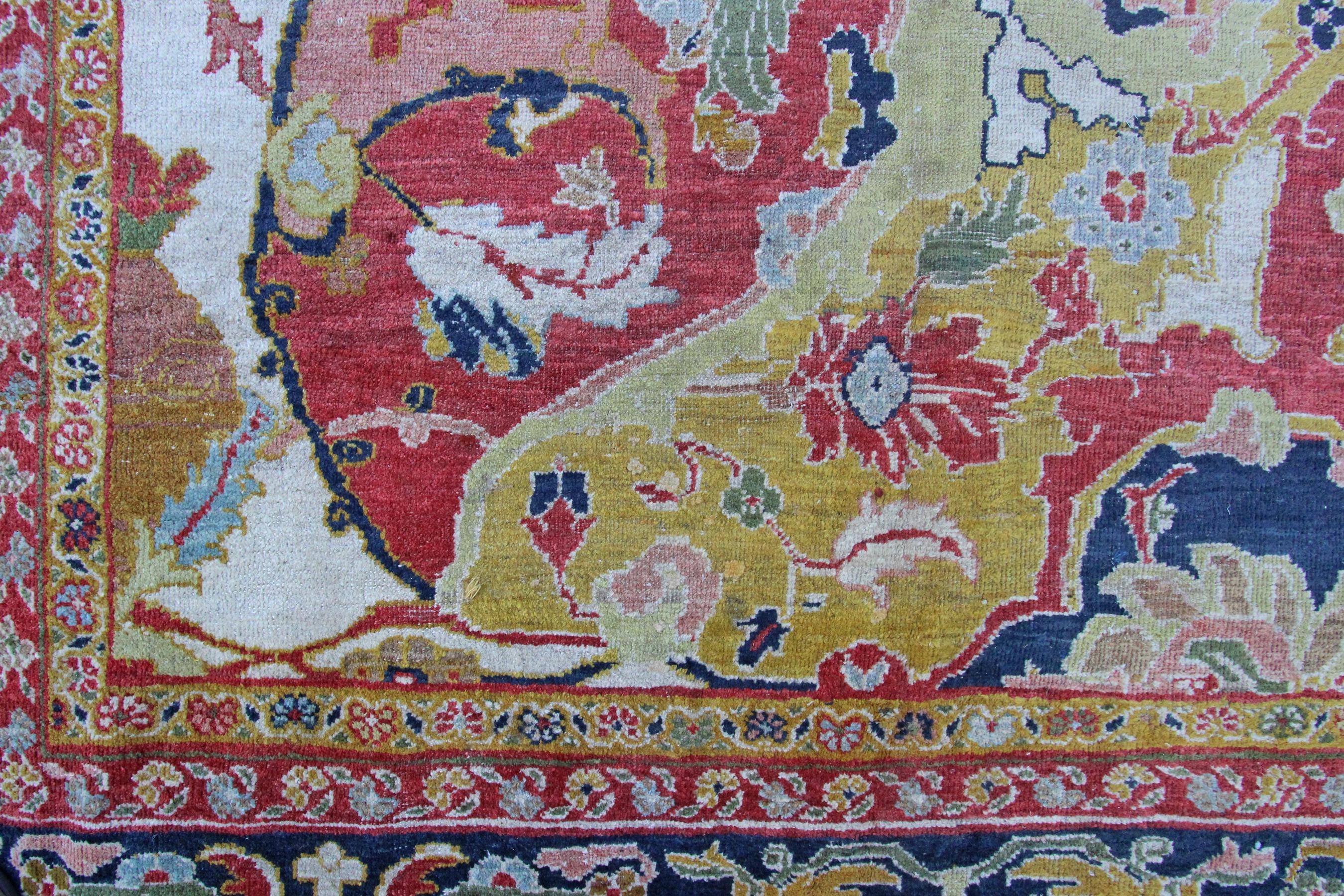 19th Century Antique Ziegler Carpet, Rare 17th Century Polonaise Design For Sale