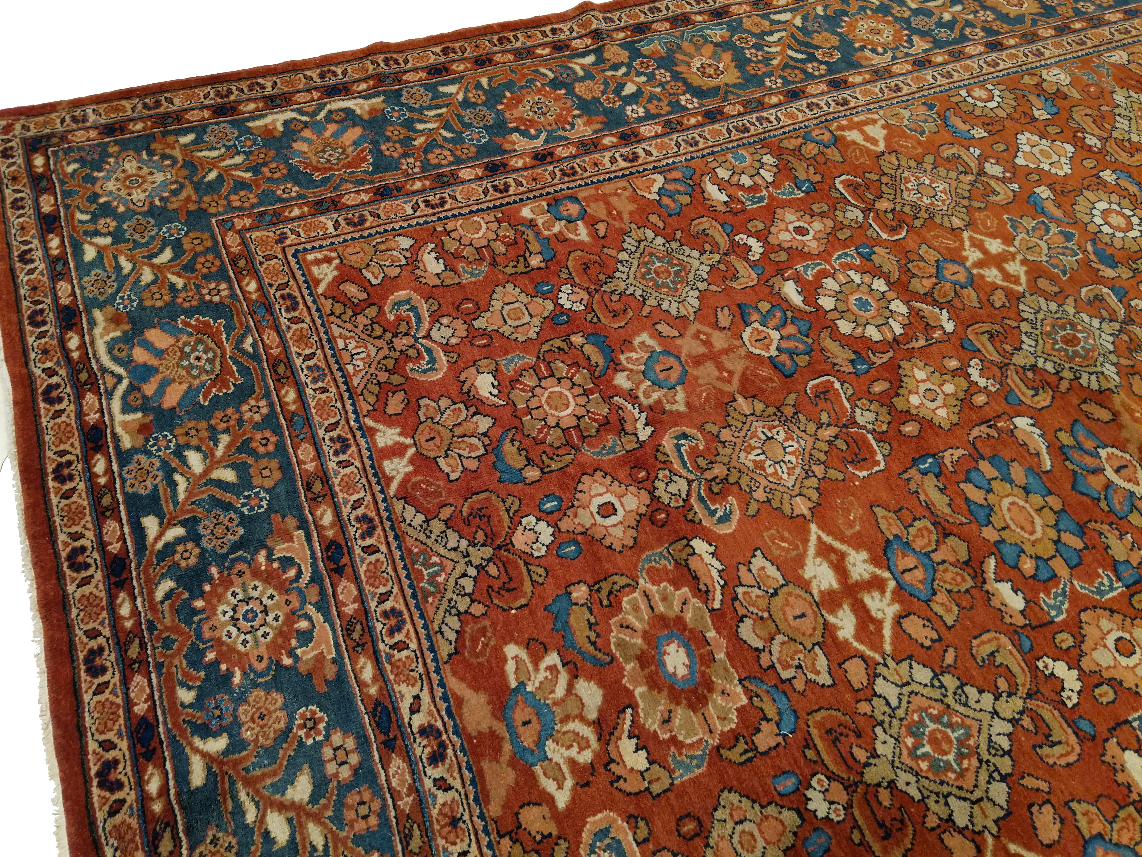 Antiker Ziegler Sultanabad All-Over-Design-Teppich mit Terrakotta-Hintergrund im Angebot 4