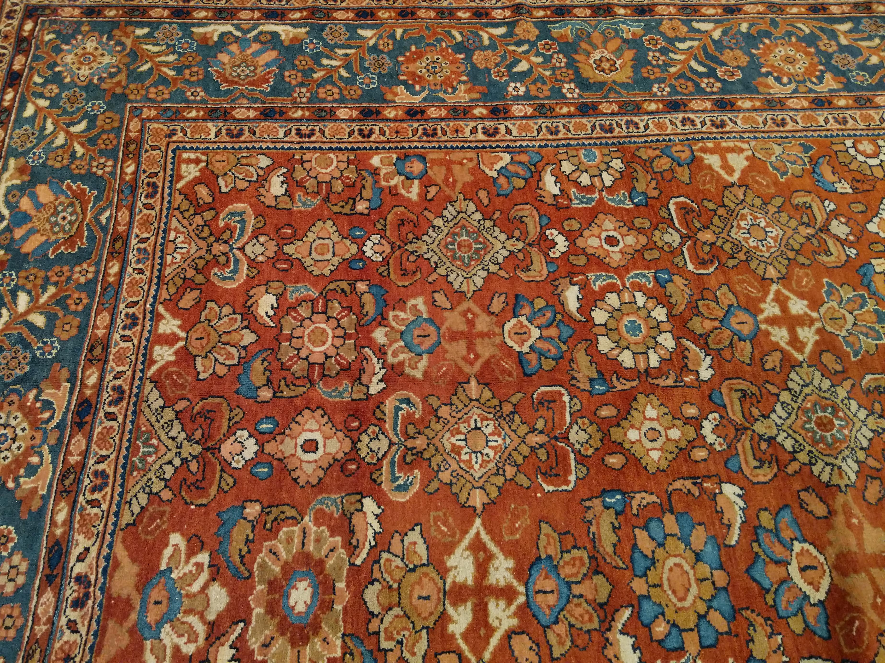 Antiker Ziegler Sultanabad All-Over-Design-Teppich mit Terrakotta-Hintergrund im Angebot 5