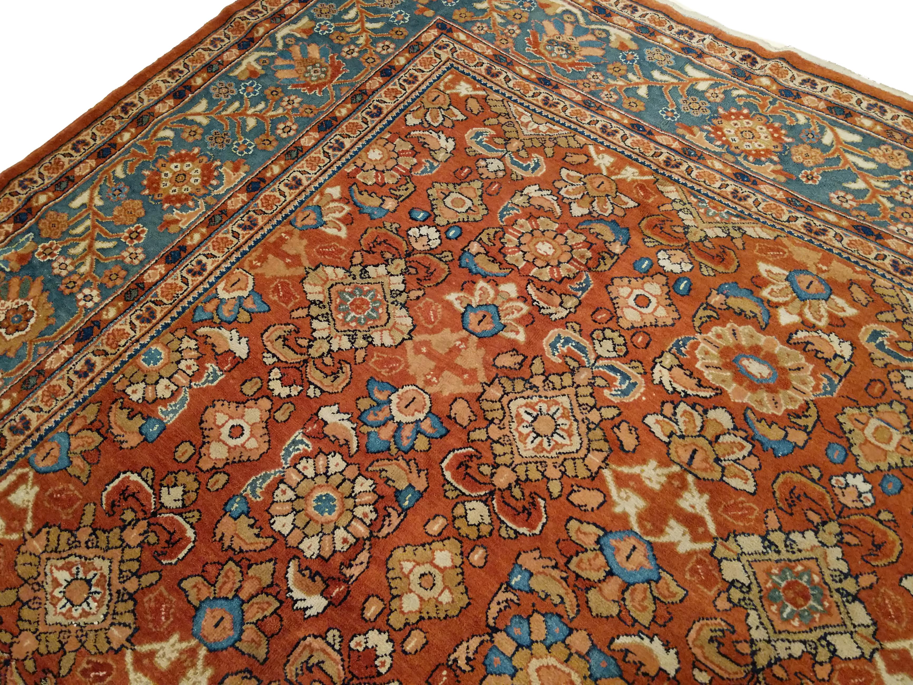 Antiker Ziegler Sultanabad All-Over-Design-Teppich mit Terrakotta-Hintergrund im Angebot 6