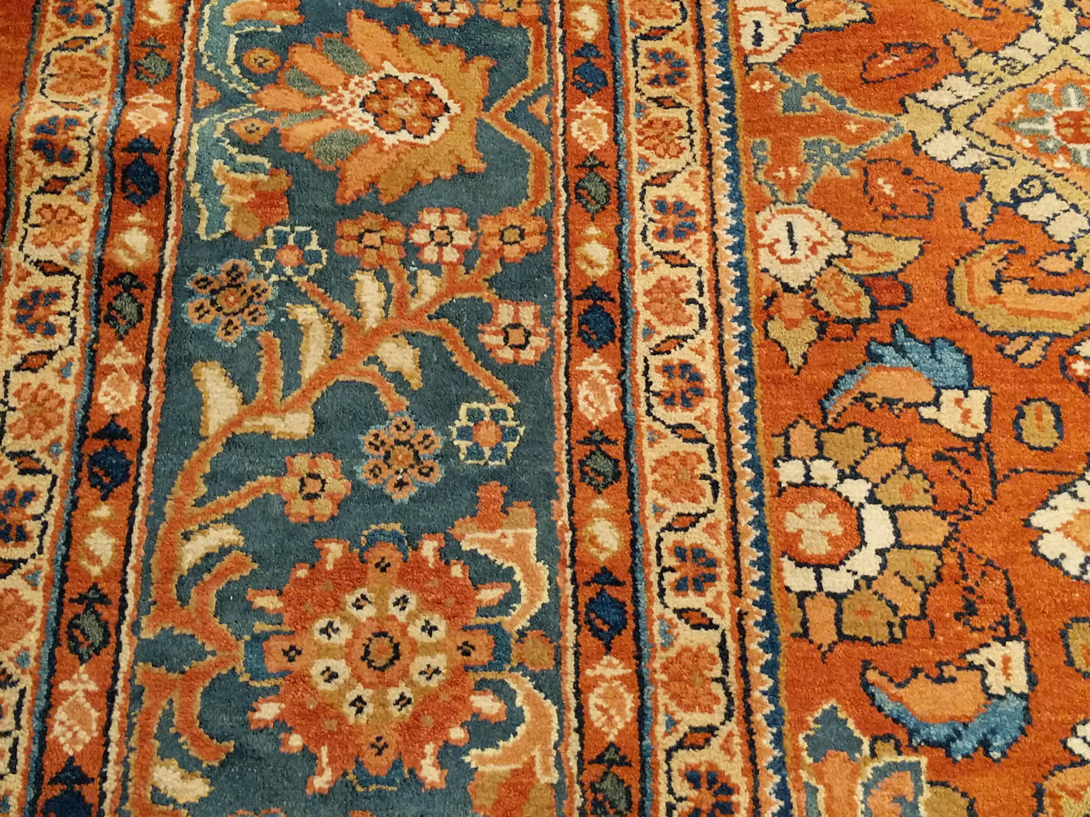 Antiker Ziegler Sultanabad All-Over-Design-Teppich mit Terrakotta-Hintergrund (Wolle) im Angebot