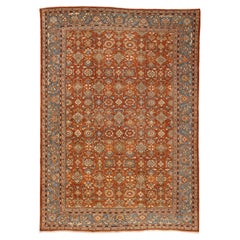 Antique Ziegler Sultanabad All-Over Design Rug with Terracotta Background