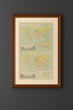 Antique Zoological and Botanical Chart of the World – Decorative Map, 1884