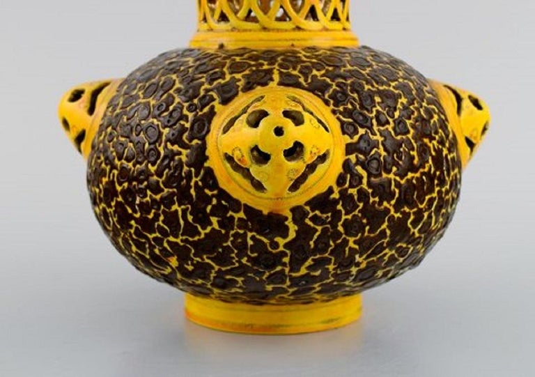 Antique Zsolnay Vase in Openwork Glazed Ceramics, 18821885, Museum Quality For Sale at 1stDibs