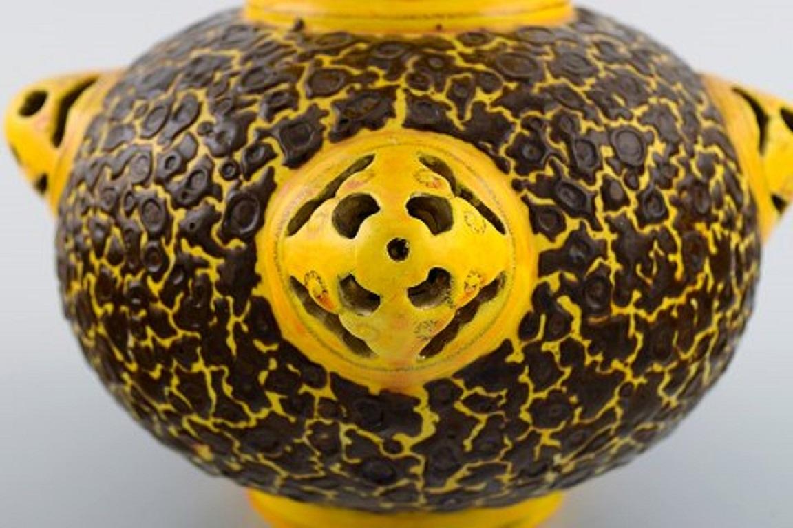 Antique Zsolnay Vase in Openwork Glazed Ceramics, 1882-1885, Museum Quality For Sale 1