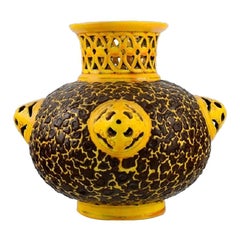 Vase ancien de Zsolnay en céramique émaillée ajourée, 1882-1885, qualité musée