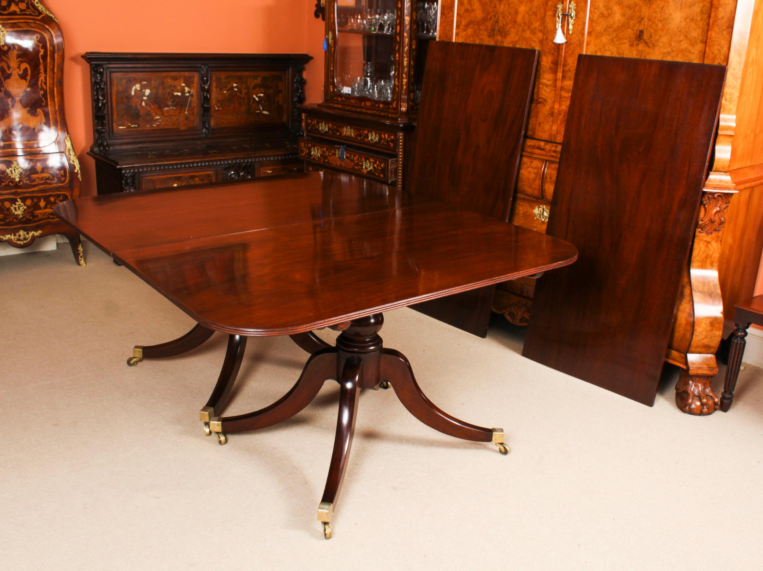 Antique12ft Regency Triple Pillar Dining Table C1830 19th C & 12 Chairs For Sale 5