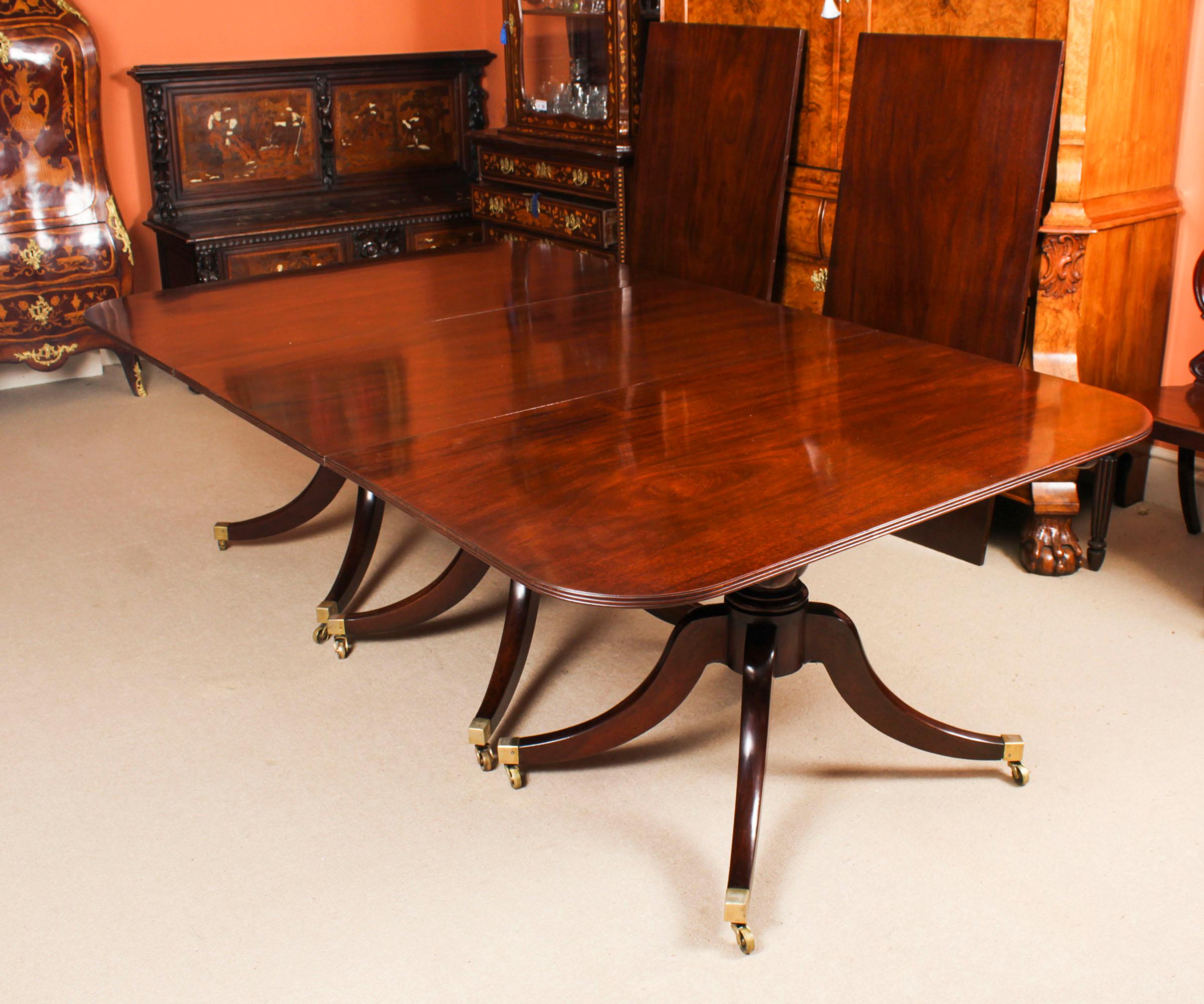 Antique12ft Regency Triple Pillar Dining Table C1830 19th C & 12 Chairs For Sale 3