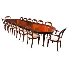 Antique14ft Flame Mahogany Extending Dining Table 19th C & 14 Chairs