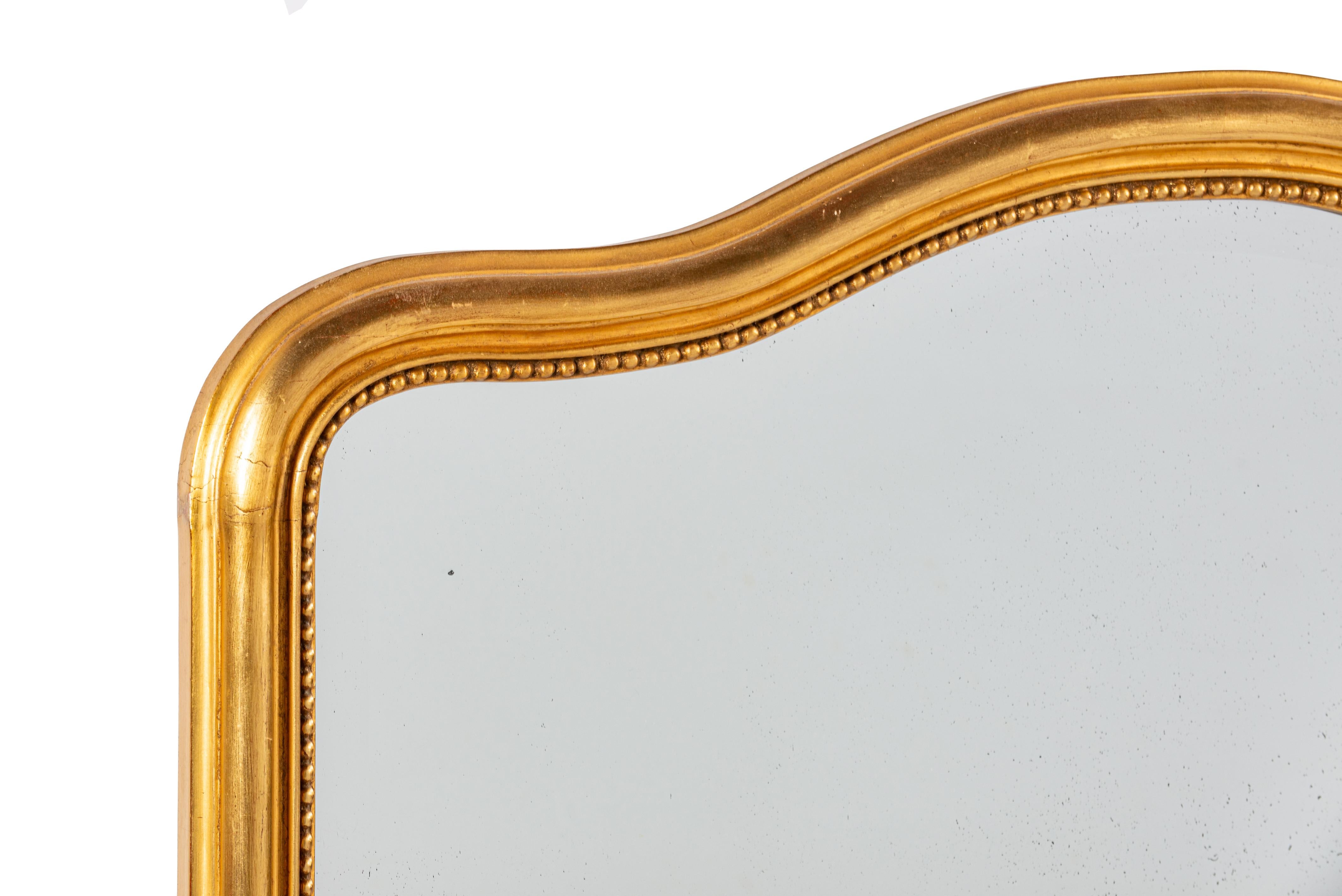 Louis-Philippe Antique19ème siècle  Louis Philippe français  Miroir à trumeau doré à la feuille d'or en vente