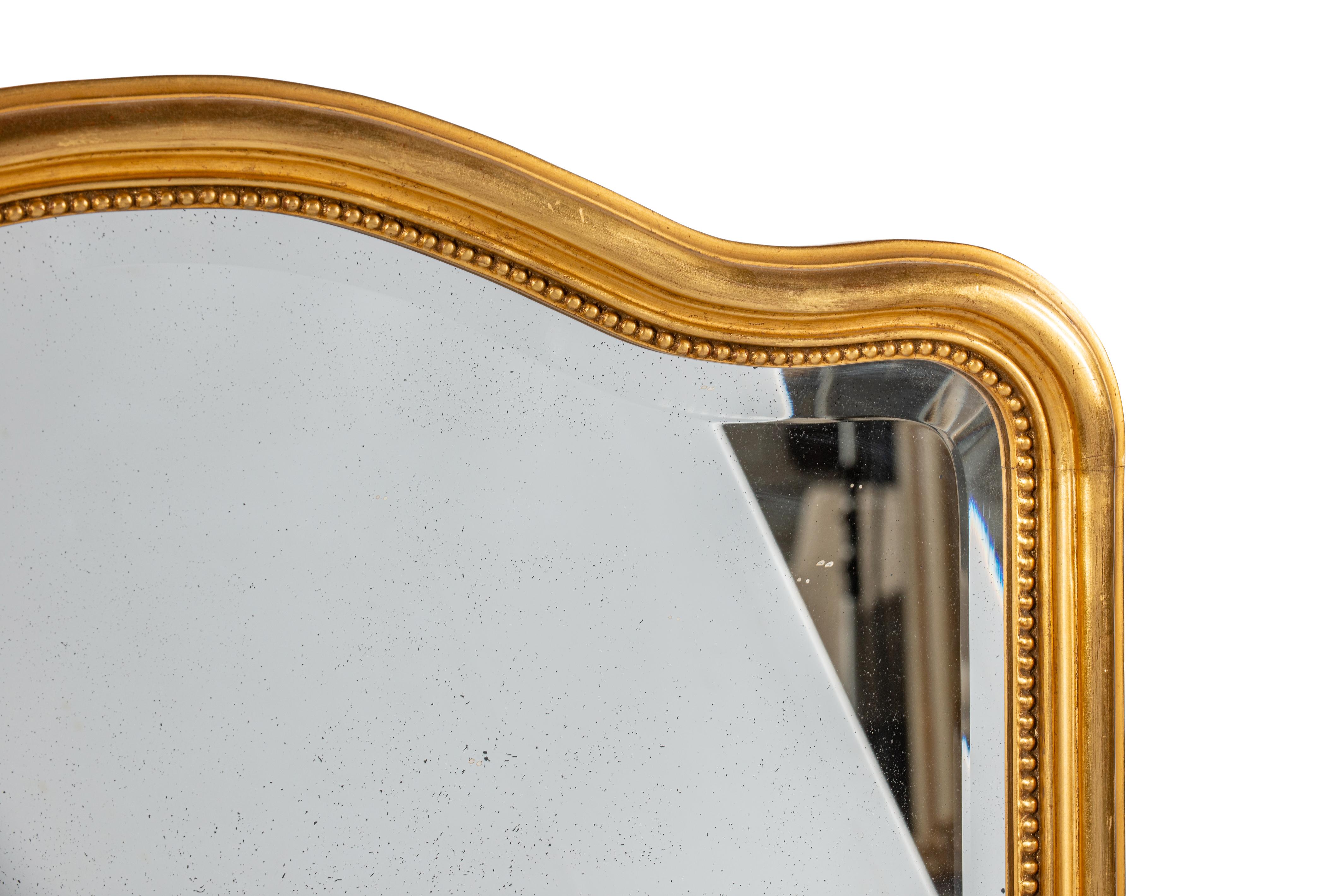 XIXe siècle Antique19ème siècle  Louis Philippe français  Miroir à trumeau doré à la feuille d'or en vente