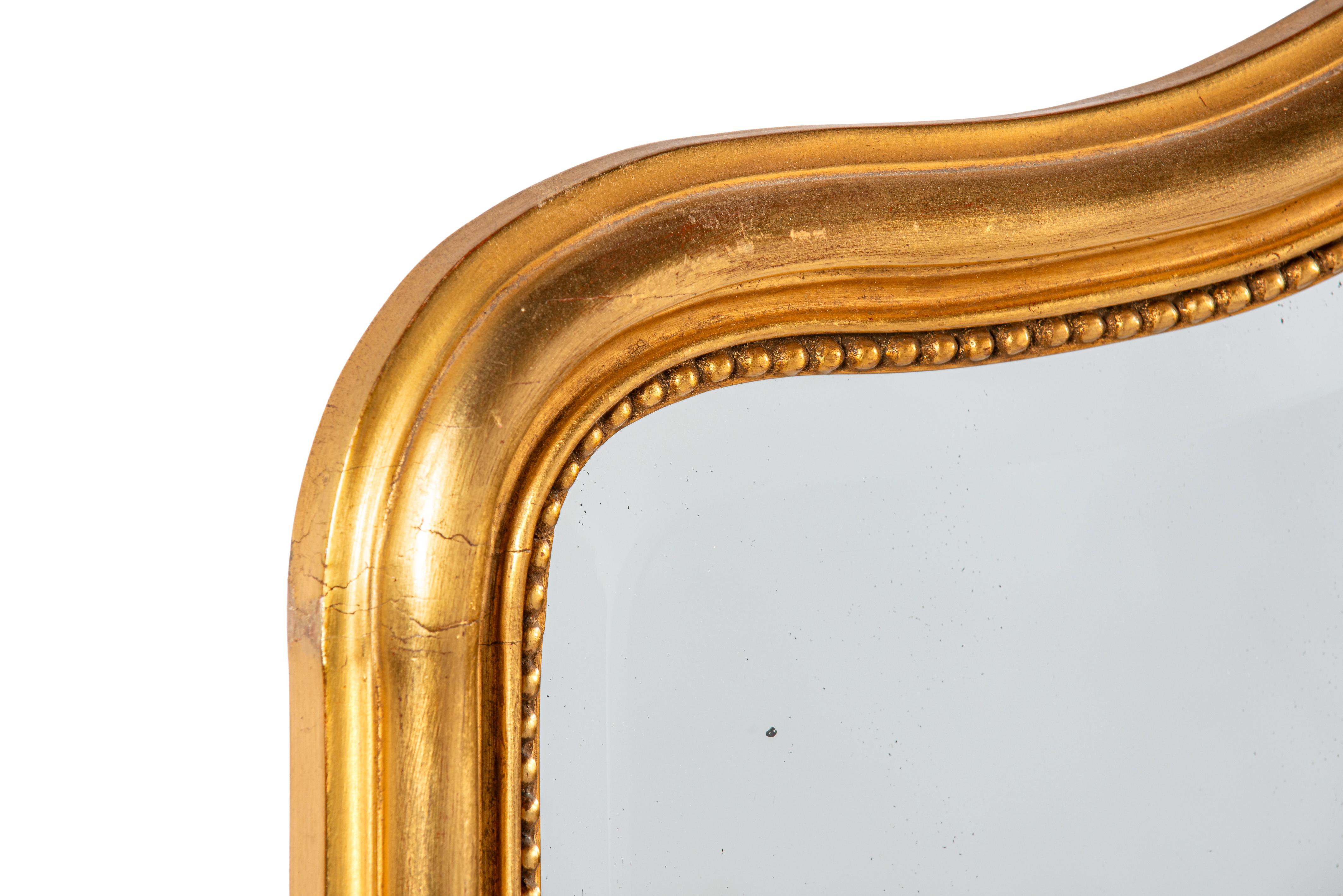 Gesso Antique19ème siècle  Louis Philippe français  Miroir à trumeau doré à la feuille d'or en vente