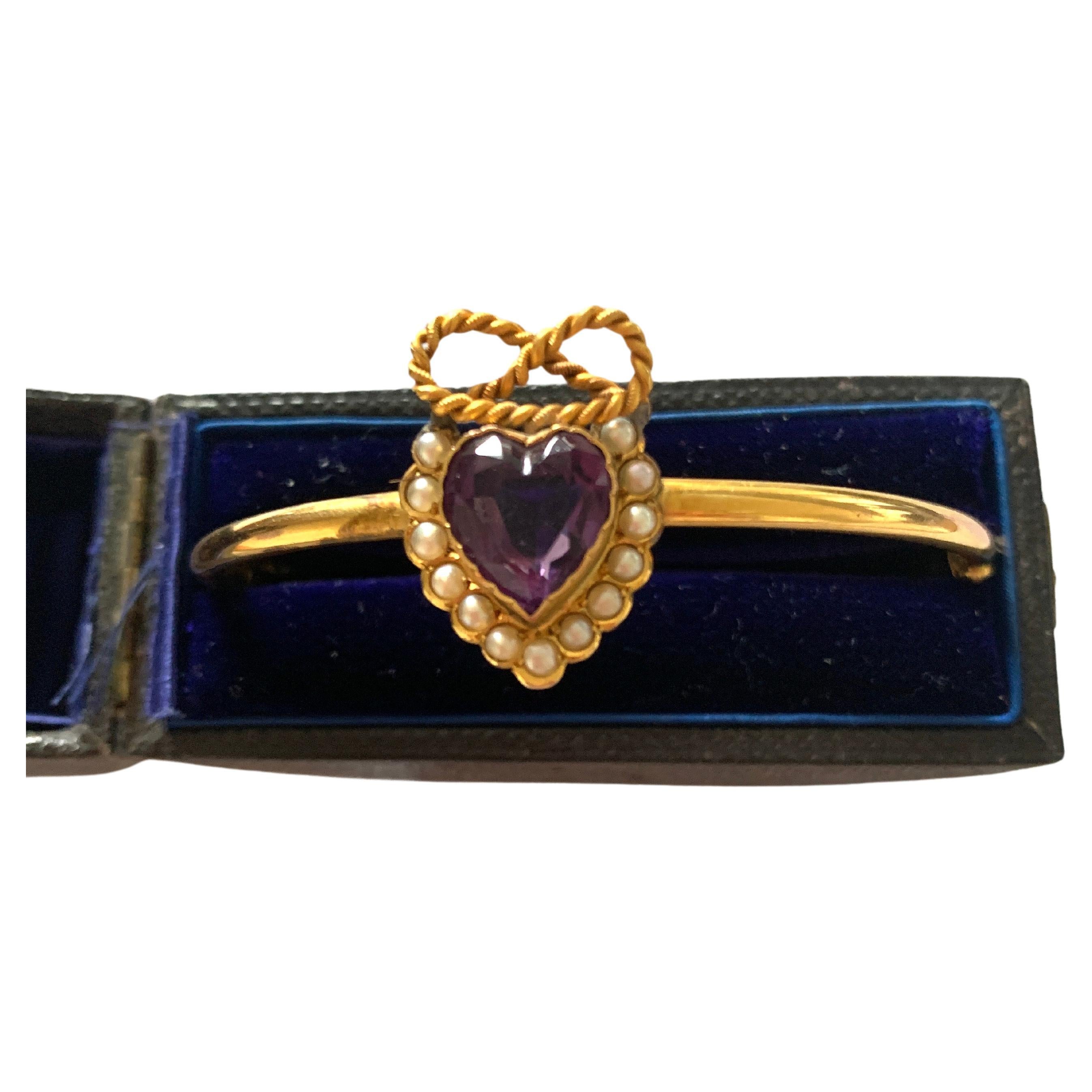 Or 9ct antique  Bracelet victorien en forme de coeur