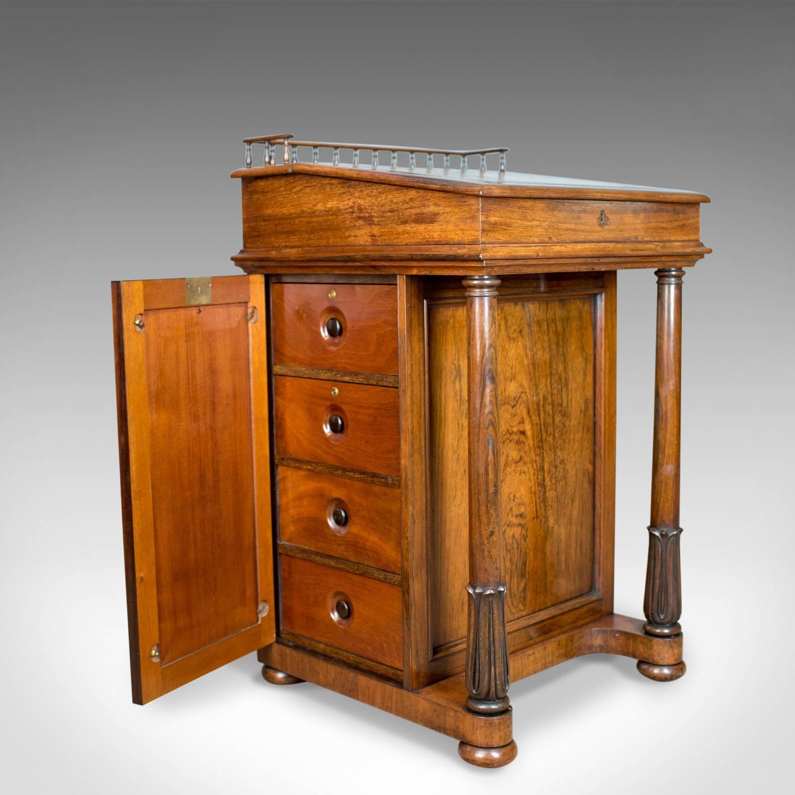 19th Century Antique, Davenport, Burrey and White, Rosewood, Desk, William IV, circa 1835