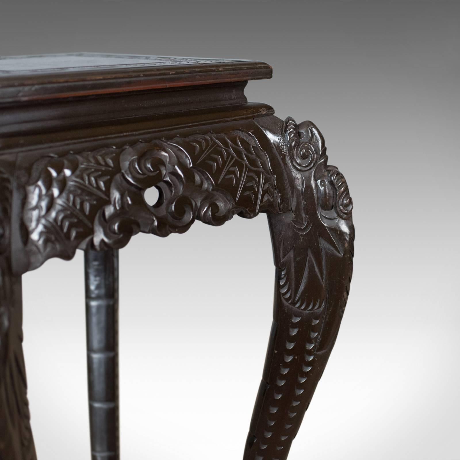 Antique Plant Stand Carved Chinese Side Table, Torchere, Pedestal, circa 1910 In Good Condition In Hele, Devon, GB