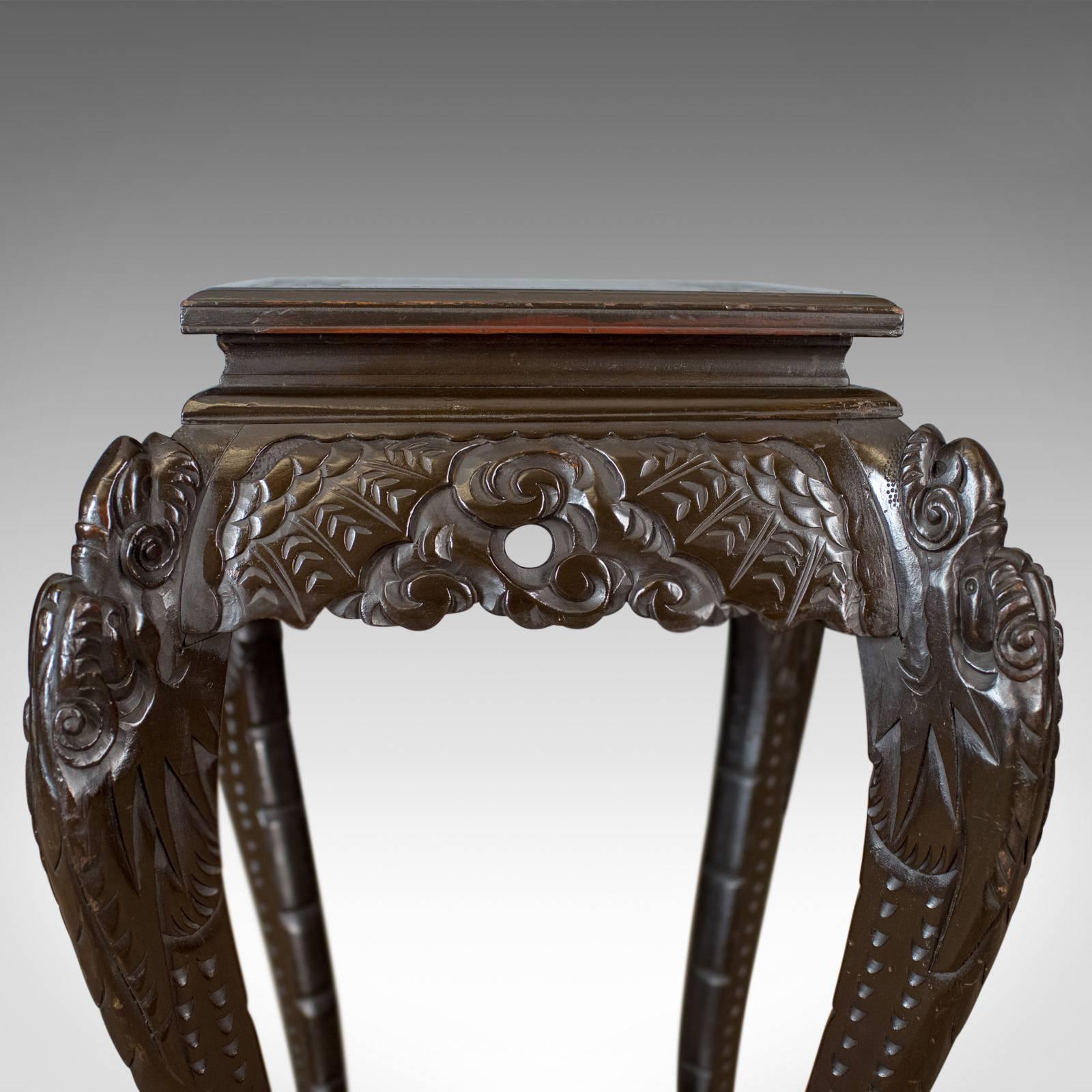 20th Century Antique Plant Stand Carved Chinese Side Table, Torchere, Pedestal, circa 1910