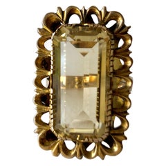 Antiqued 14 Karat Gold Faceted Citrine Cocktail Ring