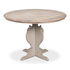Antiqued Bistro Table with Scrolled Pedestal, 42 Inch