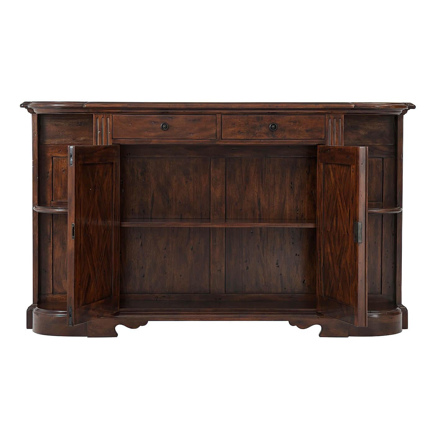 Rustic Antiqued Bowfront Side Cabinet For Sale