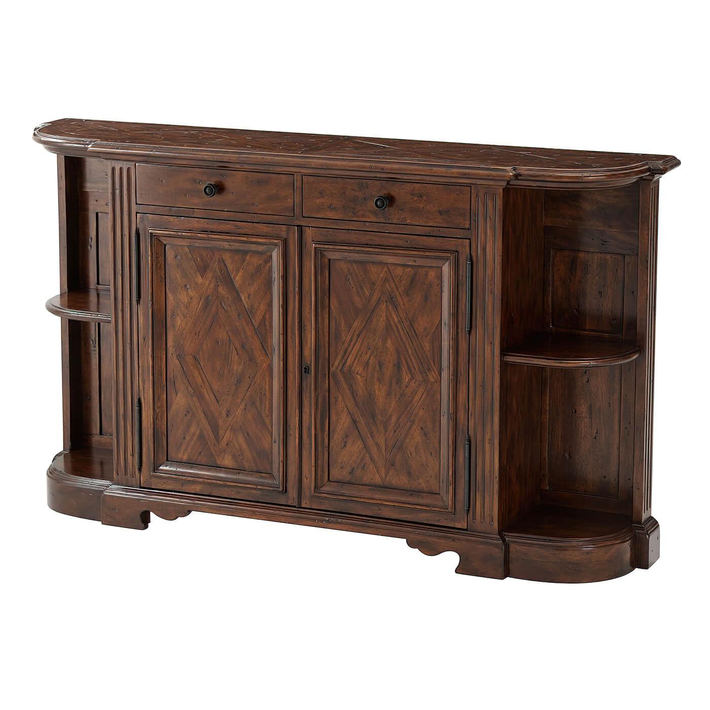 Antiqued Bowfront Side Cabinet For Sale