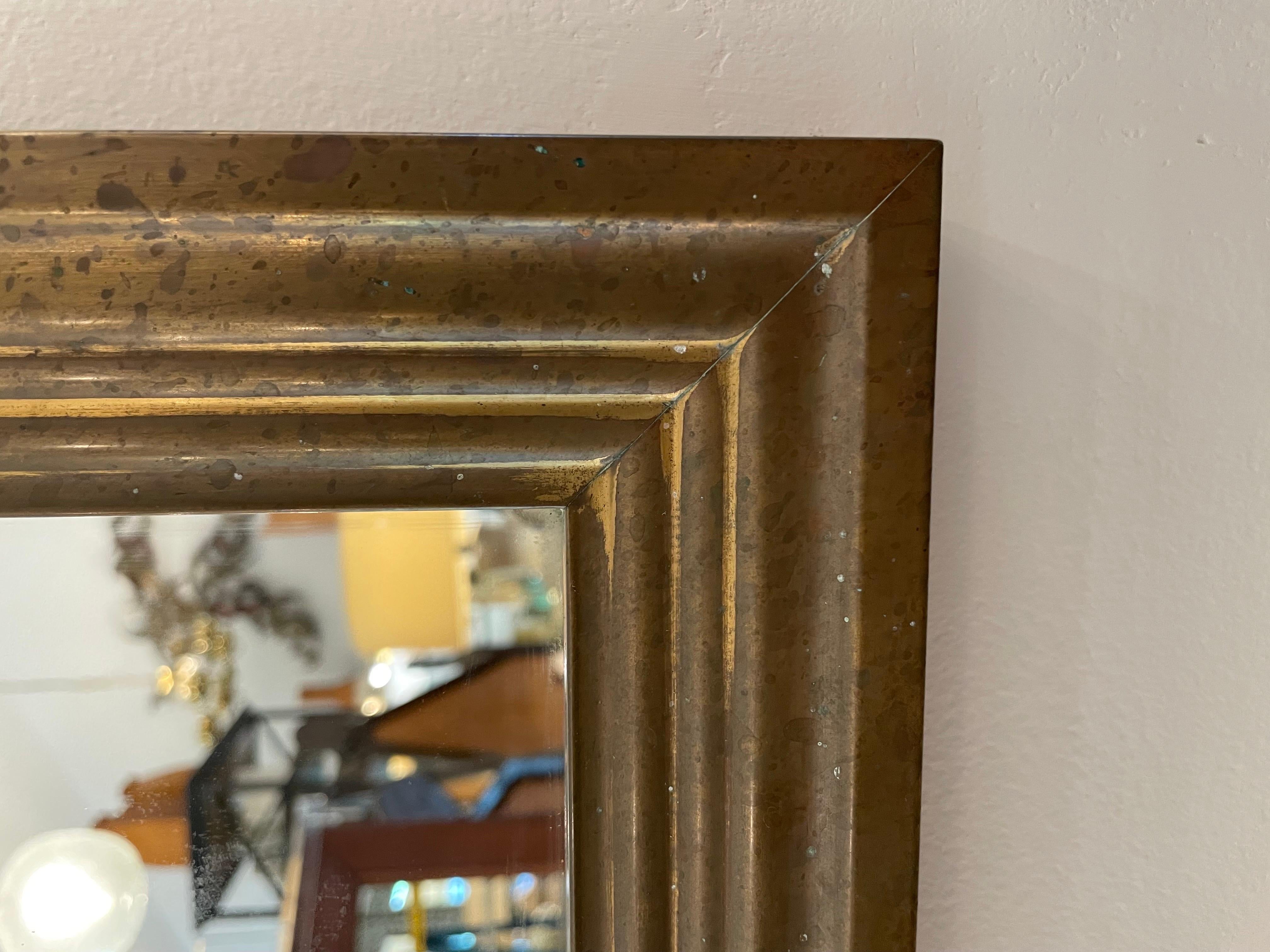 Antiqued Brass Clad English Mirror For Sale 5