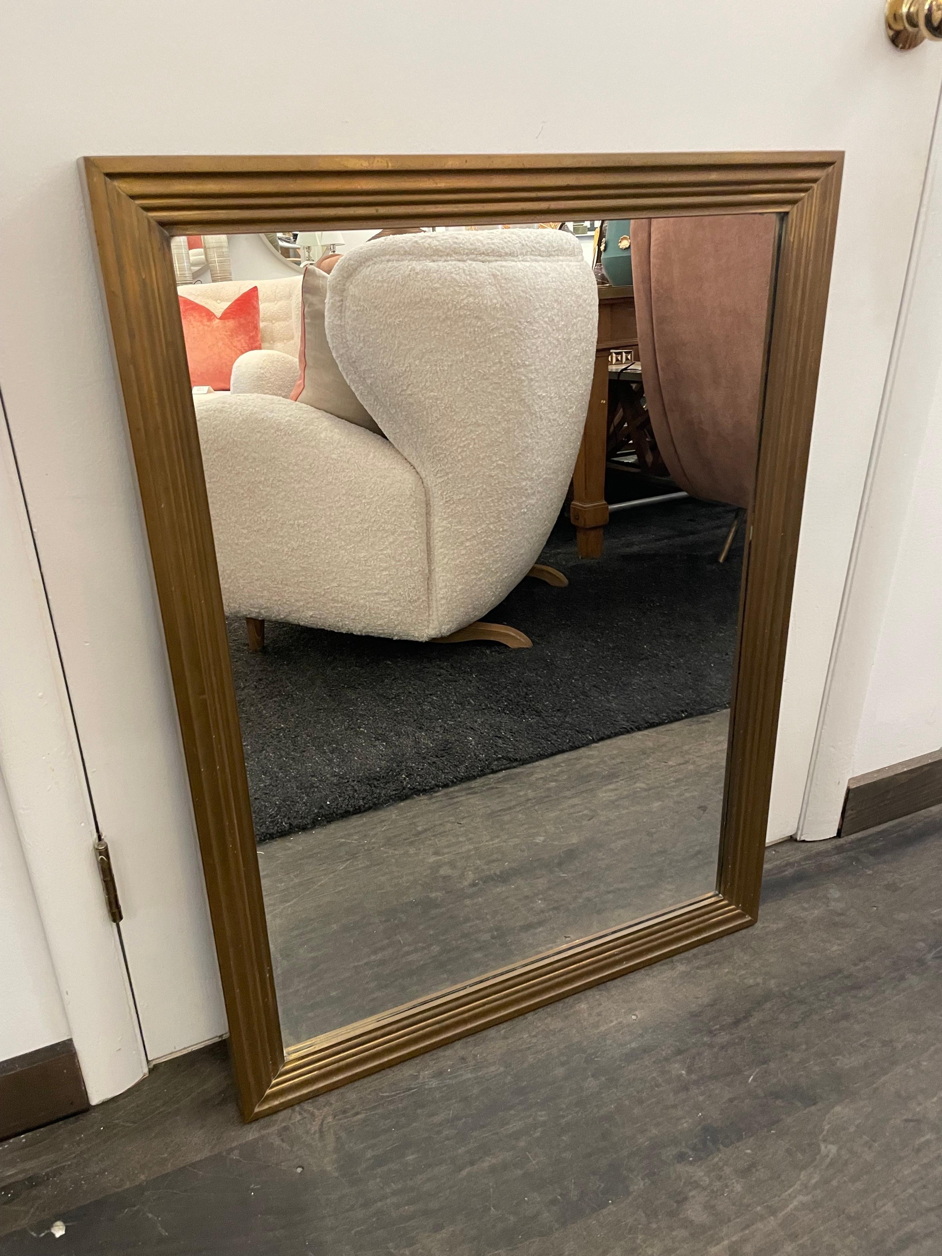 Antiqued Brass Clad English Mirror For Sale 1