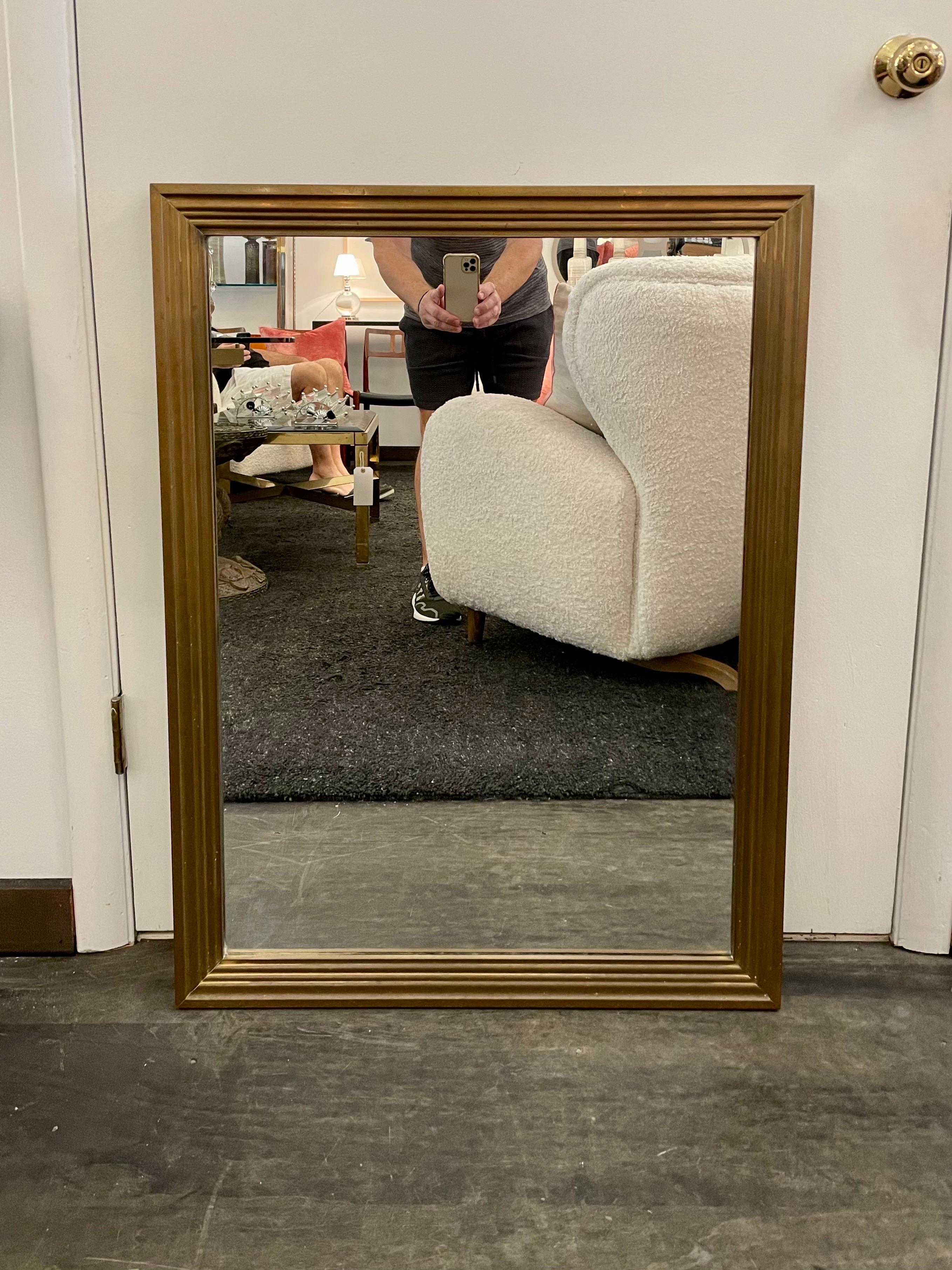 Antiqued Brass Clad English Mirror For Sale 2