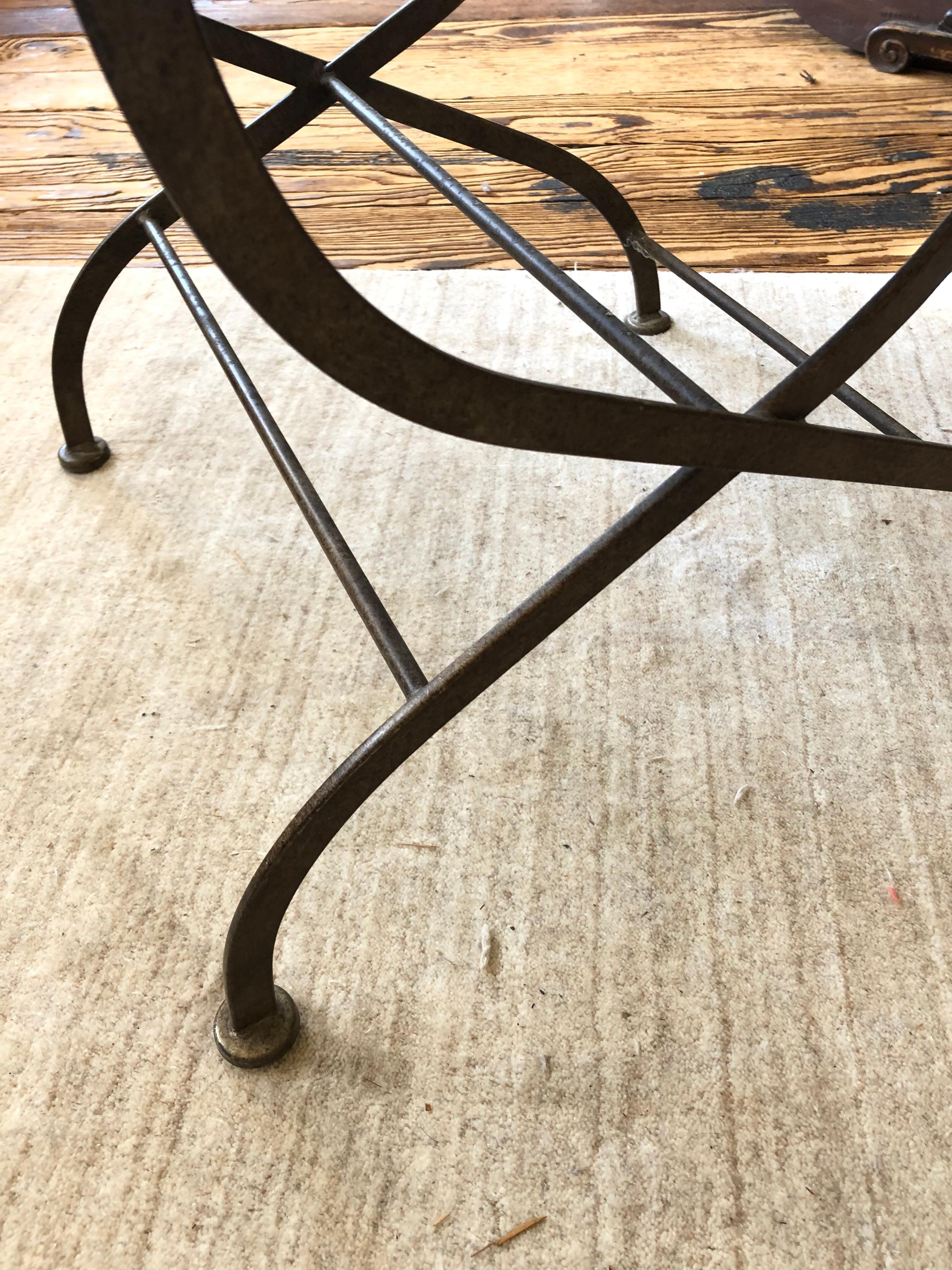 Antiqued Bronze Metal and Caned Armchair 1
