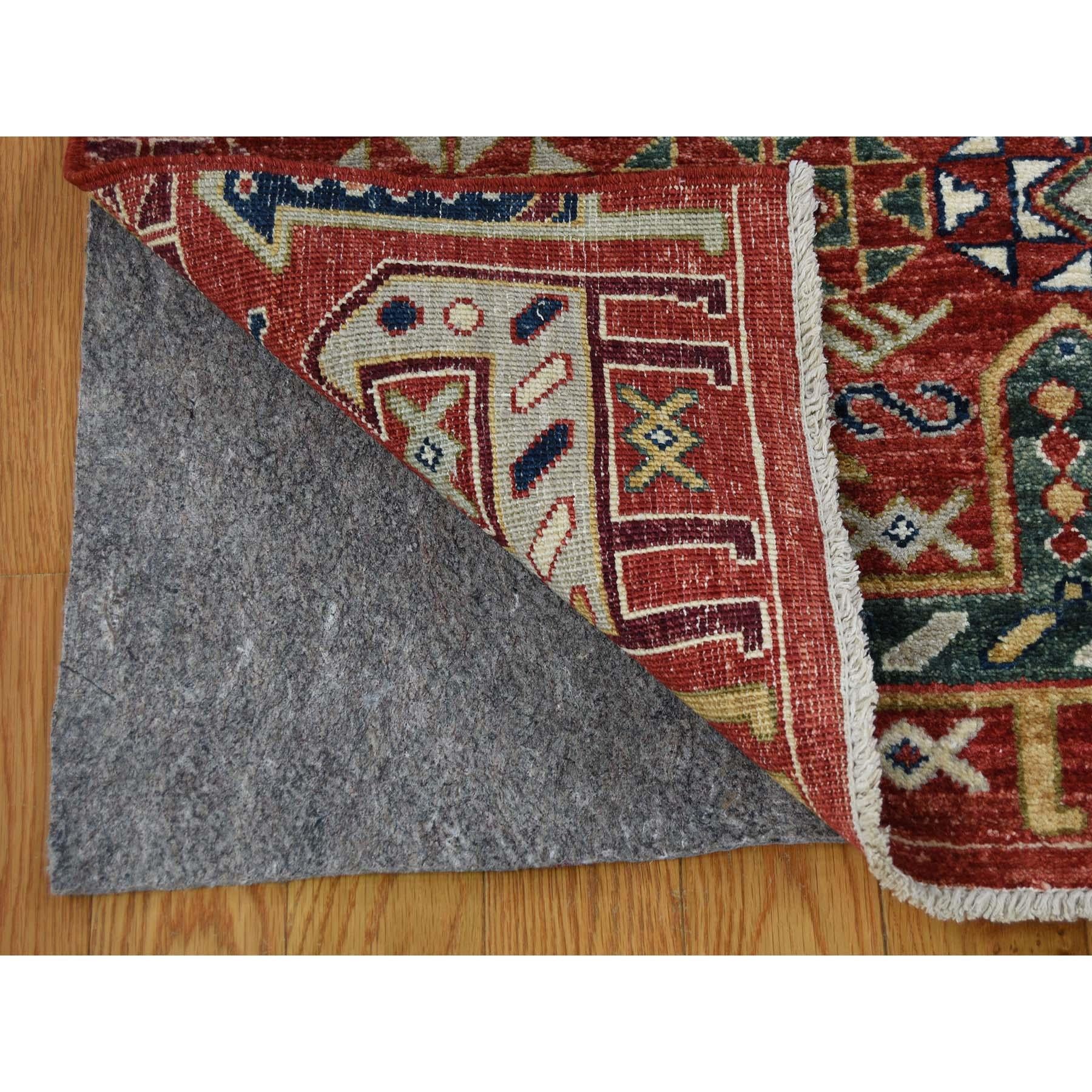 Hand-Knotted Antiqued Caucasian Akstafa Design Hand Knotted Pure Wool Oriental Rug