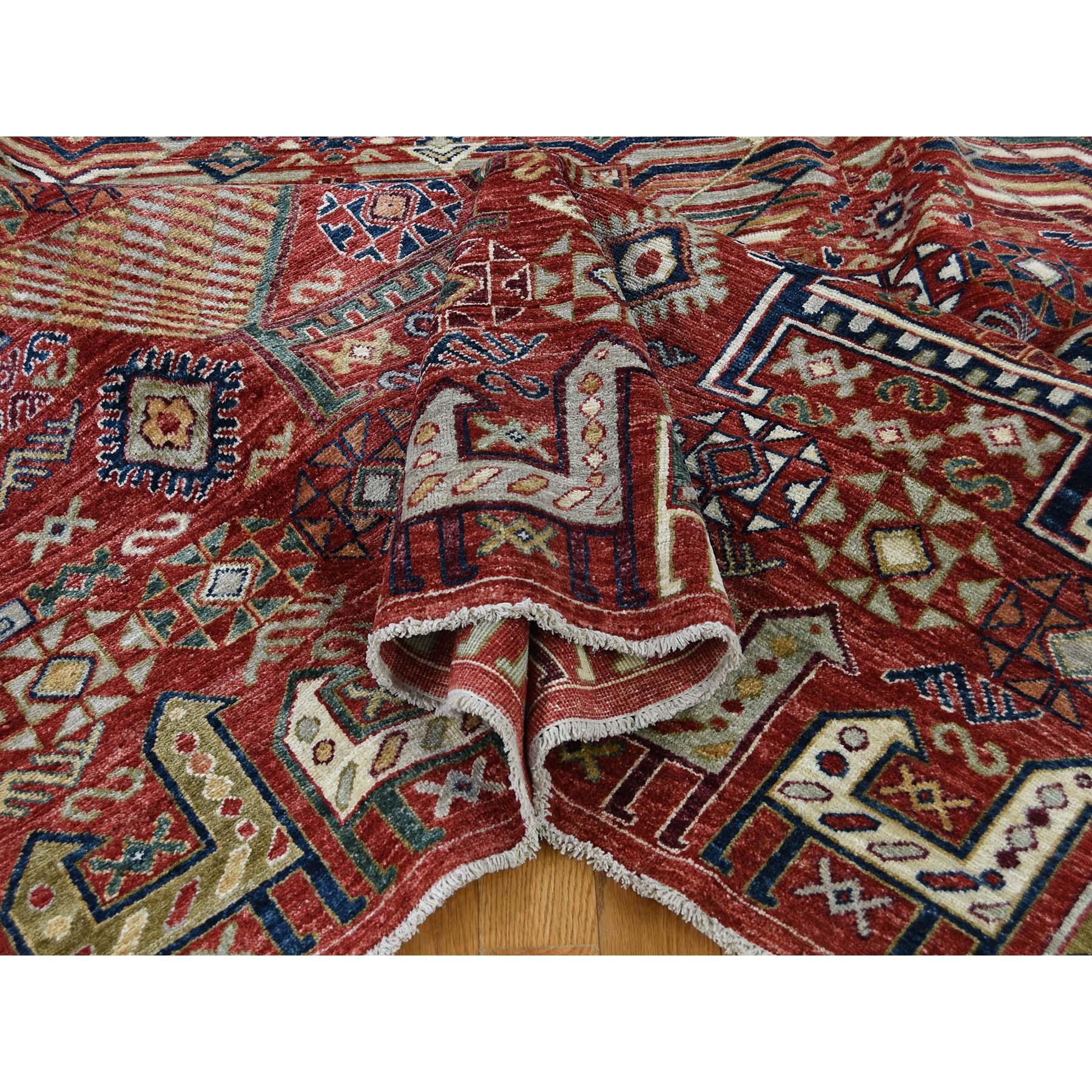 Antiqued Caucasian Akstafa Design Hand Knotted Pure Wool Oriental Rug In New Condition In Carlstadt, NJ