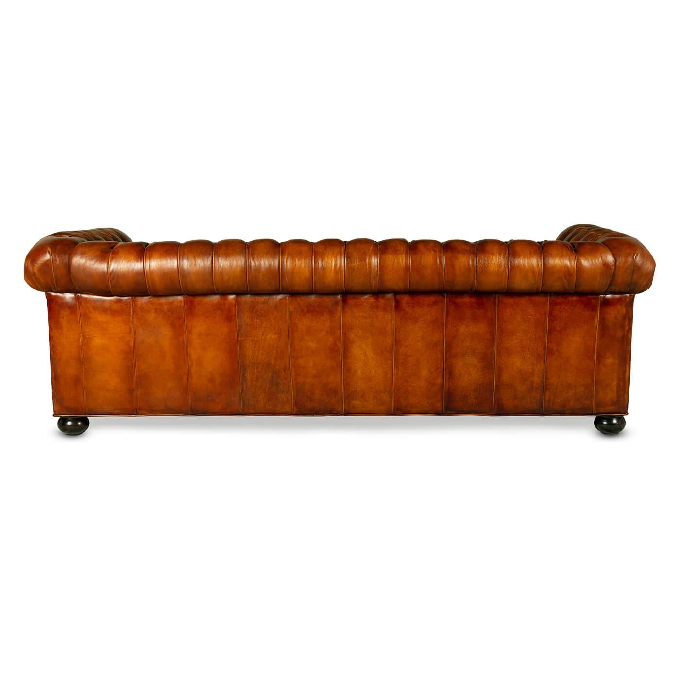 Antiqued Chesterfield Leather Sofa For Sale at 1stDibs