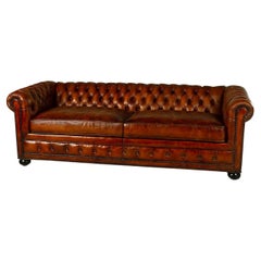 vintage look leather sofa Antiqued Chesterfield Leather Sofa