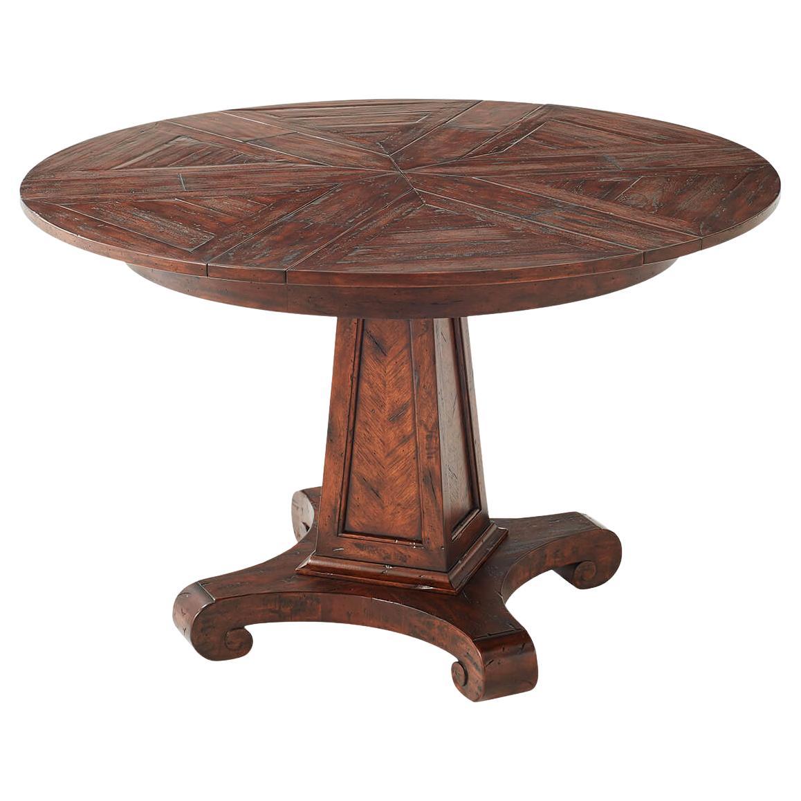 Antiqued Circular Extending Dining Table