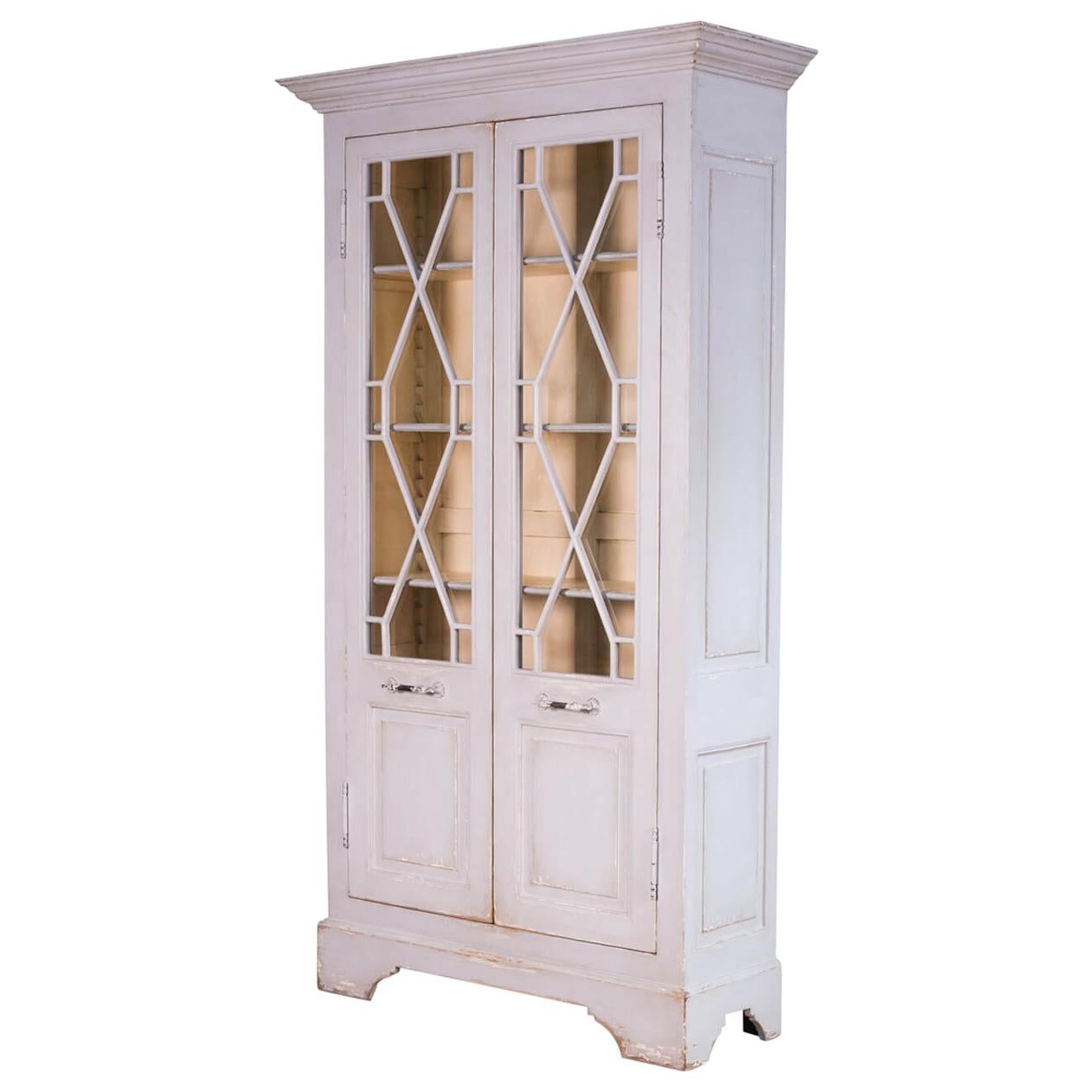 Antiqued Farmhouse Style Painted Cabinet For Sale