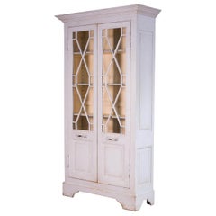 Antique Antiqued Farmhouse Style Painted Cabinet