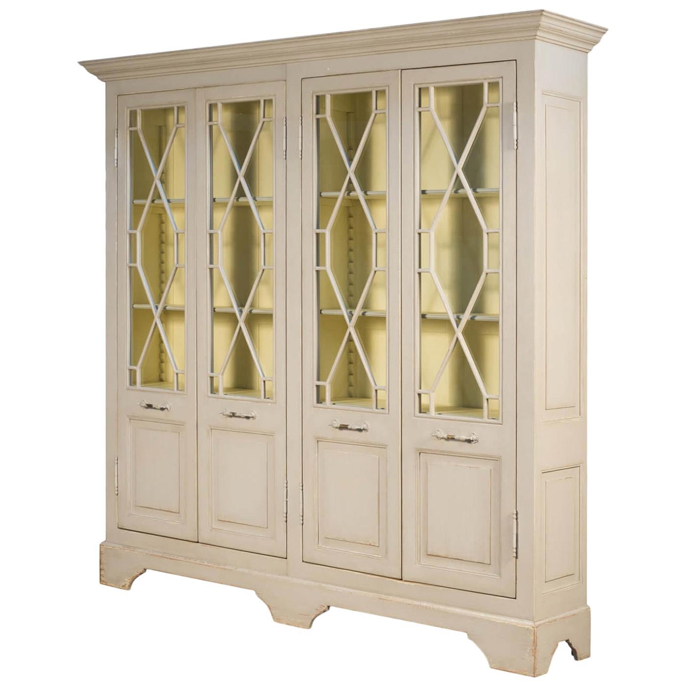Antiqued Farmhouse Style Painted Four Door Cabinet