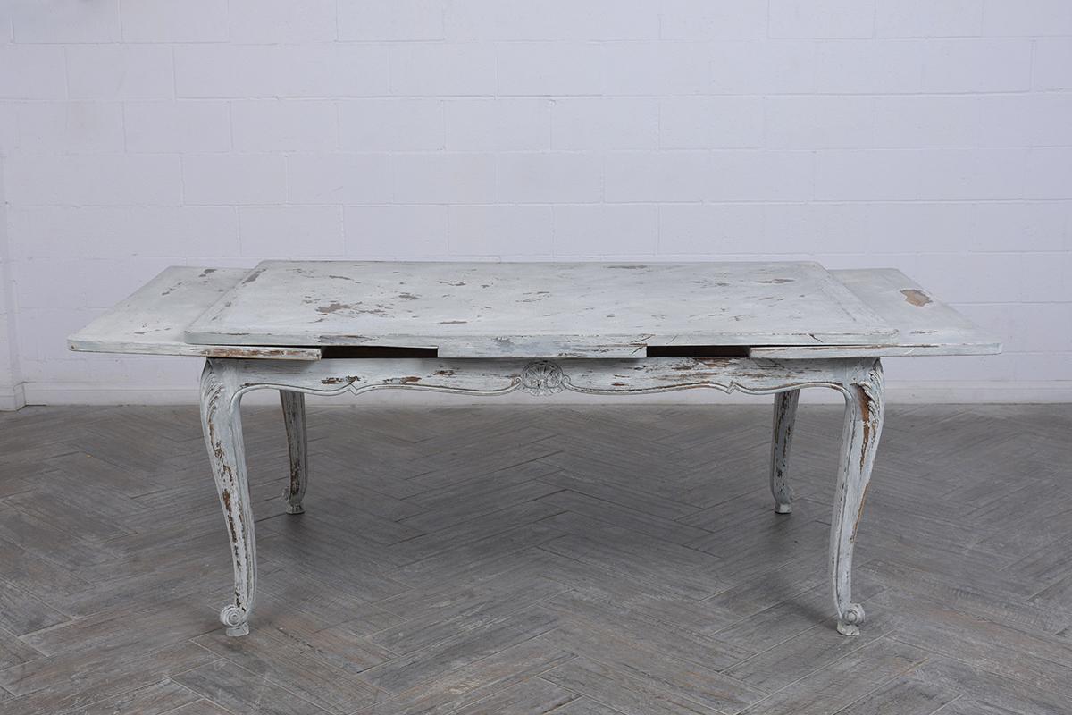 Walnut Late 19th Century French Louis XV Extendable Dining Table in Grey & Oyster For Sale