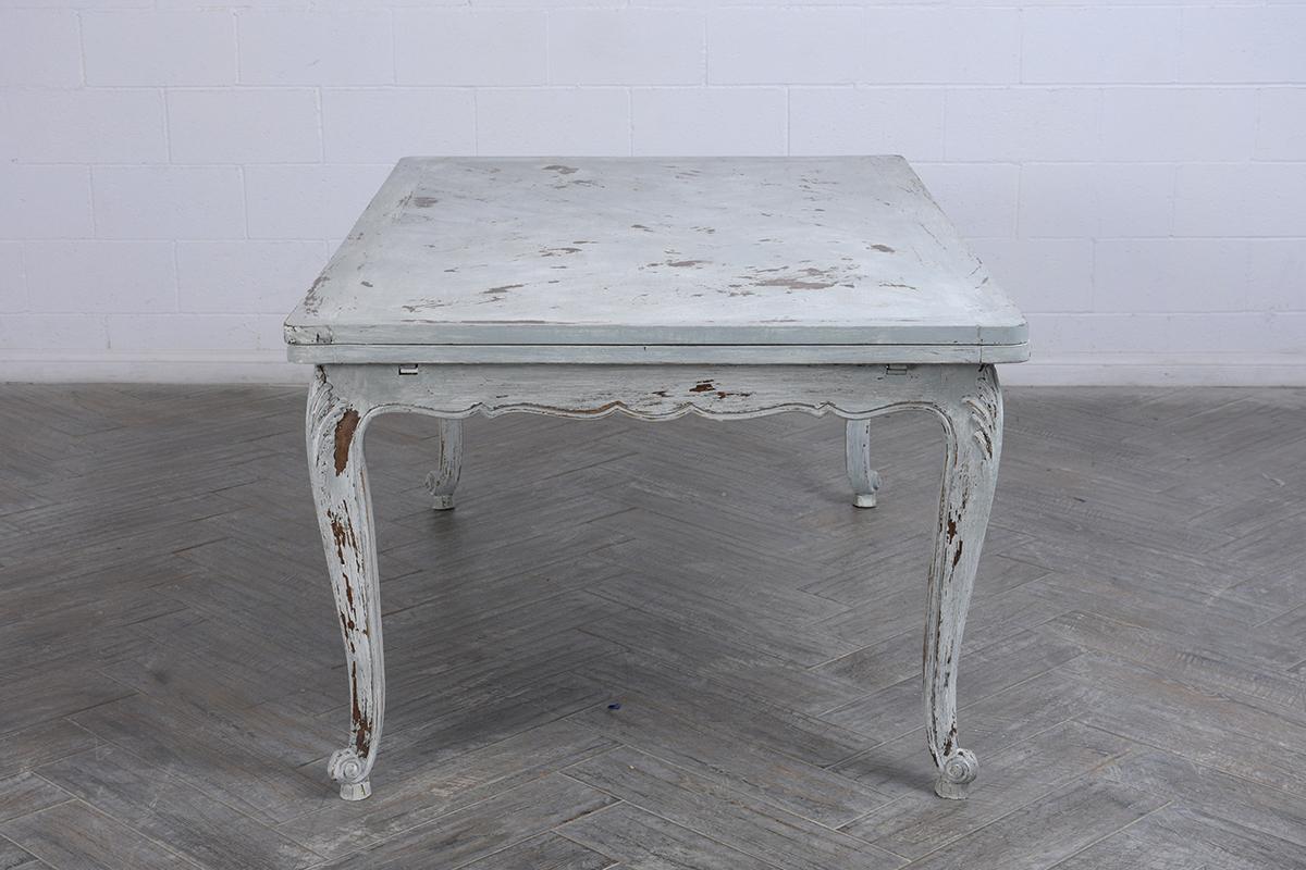 Late 19th Century French Louis XV Extendable Dining Table in Grey & Oyster For Sale 3