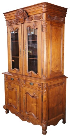 Buffet en acajou de style néo-français ancien, deux corps , meuble de rangement chinois , 88 po.