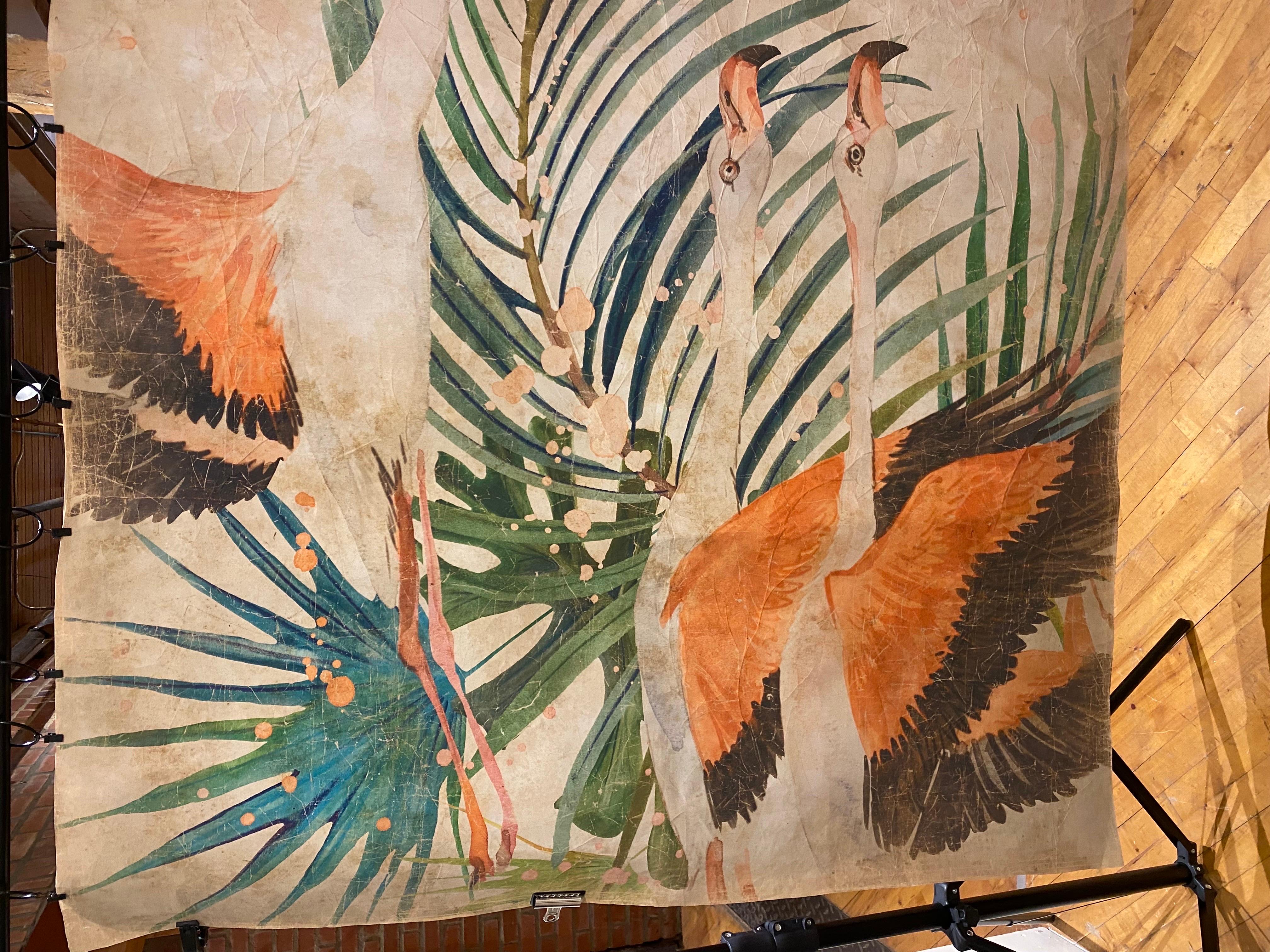 Antike französische Tapetentafeln mit Flamingoes 'Limited Edition' (21. Jahrhundert und zeitgenössisch) im Angebot