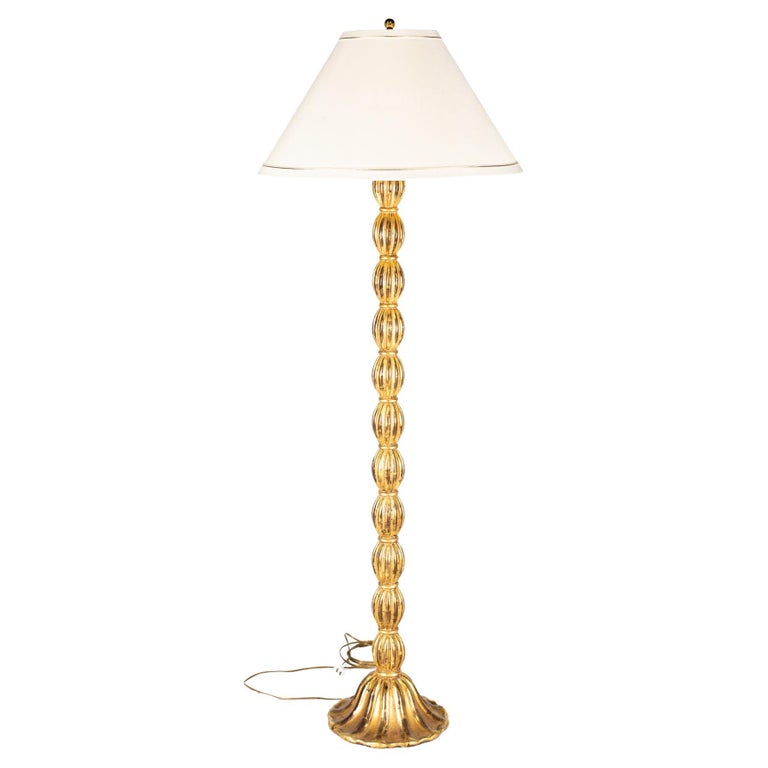 Antiqued Gold Painted Floor Lamp For Sale at 1stDibs