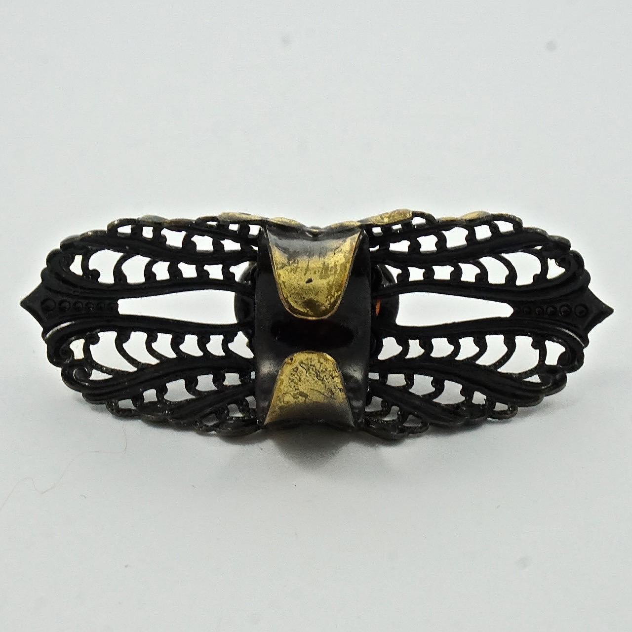 Antiqued Gold Plated Orange and Bronze Confetti Statement Ring For Sale 3