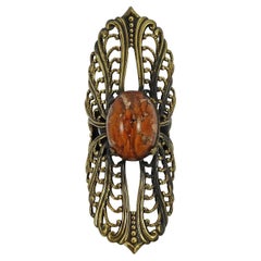 Antiqued Gold Plated Orange and Bronze Confetti Statement Ring