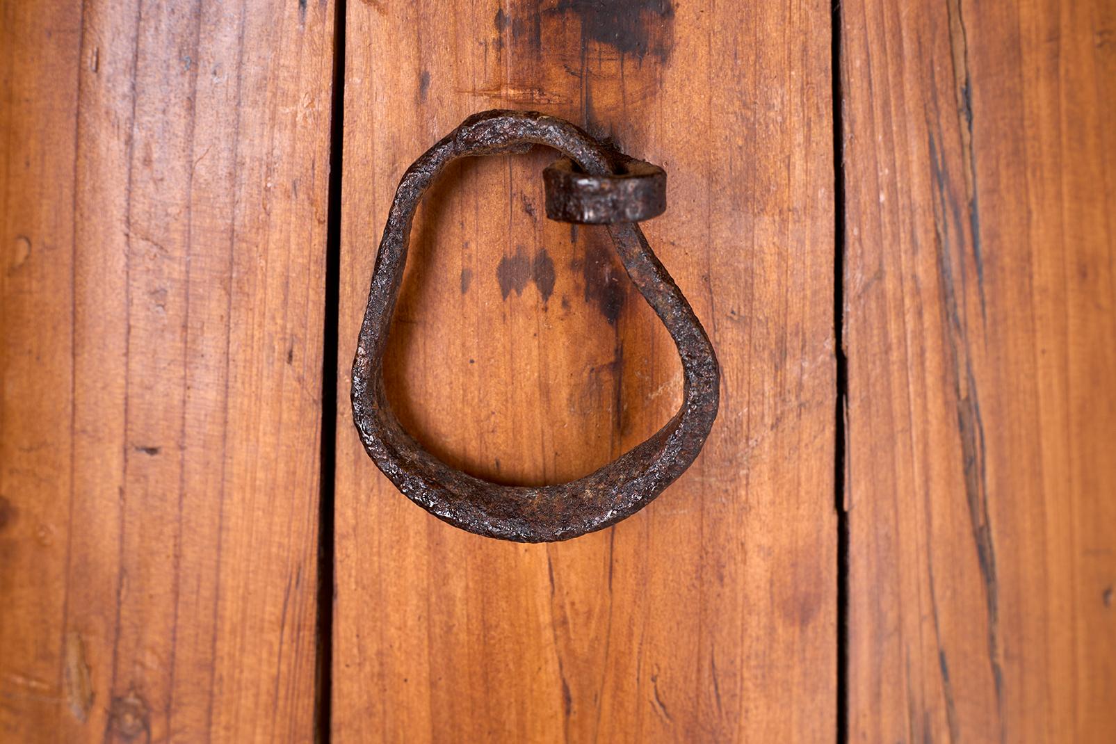 Antiqued Hand Carved Wood Bucket In Good Condition For Sale In Dallas, TX