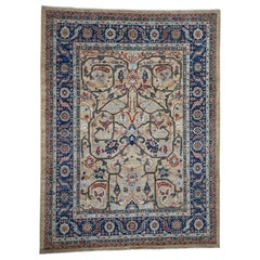 Antiqued Heriz All-Over Design Pure Wool Hand Knotted Oriental Rug