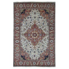 Antiqued Heriz Re-Creation Hand Knotted Pure Wool Oriental Rug