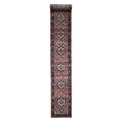 Antiqued Heriz Re-Creation Pure Wool Extra Large Runner Hand Knotted Rug