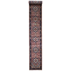 Antiqued Heriz Re-creation Pure Wool Extra Large Runner Hand Knotted Rug