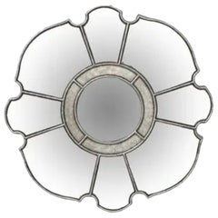 Antique Mirror italien sculpté en argent doré avec détails en verre biseauté