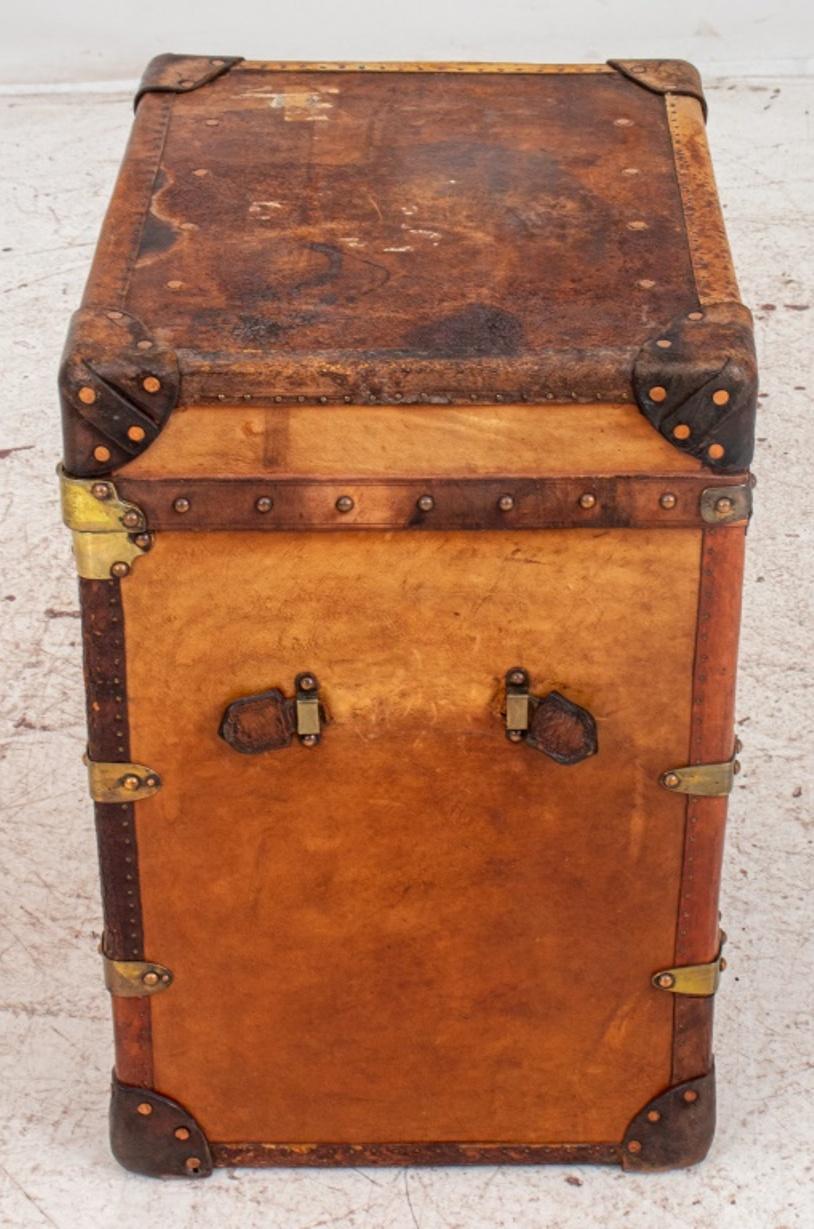 20th Century Antiqued Leather Storage Chest